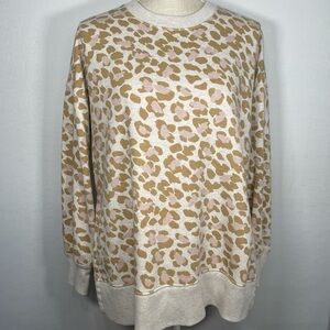 Aerie Leopard Print Oversized Side Slit Pullover